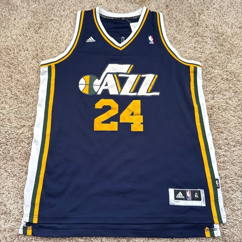 Adidas NBA Utah Jazz Paul Millsap 24 Jersey Navy Blue XL 7912A Y2K 2000s